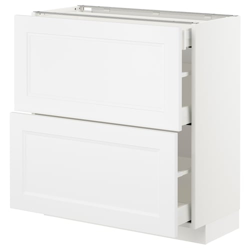 White METOD kitchen cabinet with pull-out drawers, sleek modern design.