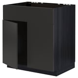 Black METOD kitchen cabinet, modern, with dark wood design.