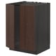 Dark brown wood grain METOD kitchen cabinet, square, with solid wood edges.