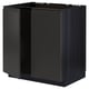 Black METOD kitchen cabinet, sleek & minimalist with matte finish & wood grain.