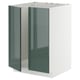 Modern kitchen cabinet, METOD, white & glossy green, rectangular, with sleek high-gloss grey-green kallarp fronts.