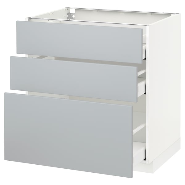 Metod Base Cabinet With 3 Drawers White Veddinge Grey Ikea