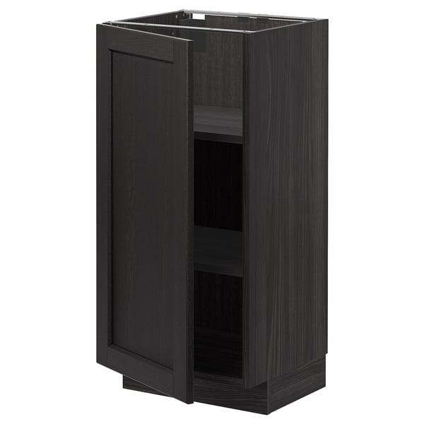 A dark gray METOD kitchen cabinet with a single door and an adjustable shelf.