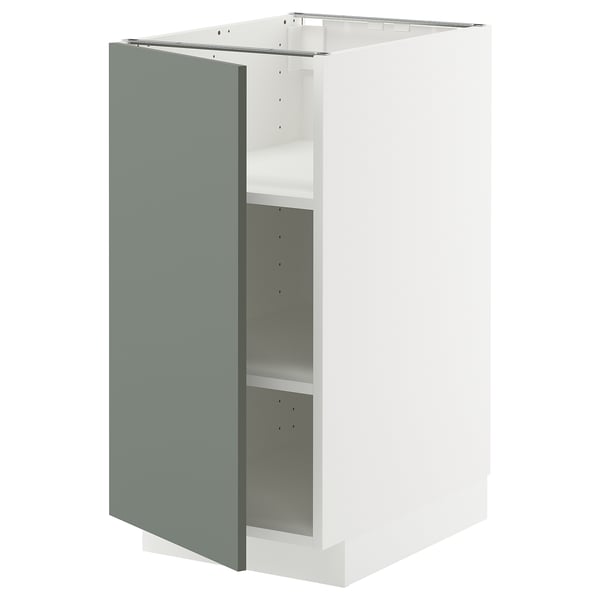 METOD kitchen unit, grey-green, modern design, adjustable shelves, white frame.