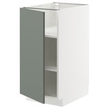 METOD kitchen unit, grey-green, modern design, adjustable shelves, white frame.
