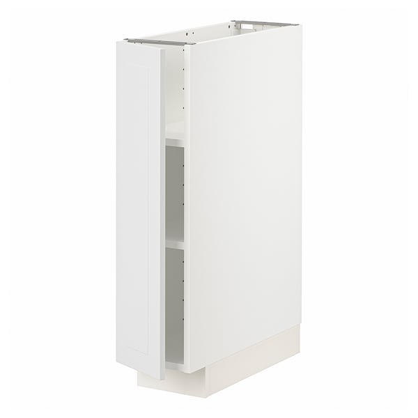 Modern white METOD kitchen cabinet, single door, adjustable shelves.
