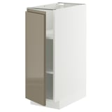 White METOD kitchen cabinet with high-gloss dark grey-brown door.