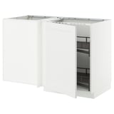 A white METOD kitchen cabinet with a pull-out shelf. It a modern design with a sleek finish.