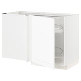 White METOD kitchen unit with pull-out carousel, modern wooden design.