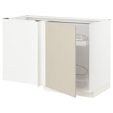 White METOD kitchen unit with beige door and pull-out shelves.