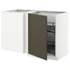 This image a white METOD kitchen cabinet with a dark brown door and a pull-out shelf. The cabinet has a modern design and sturdy frame.