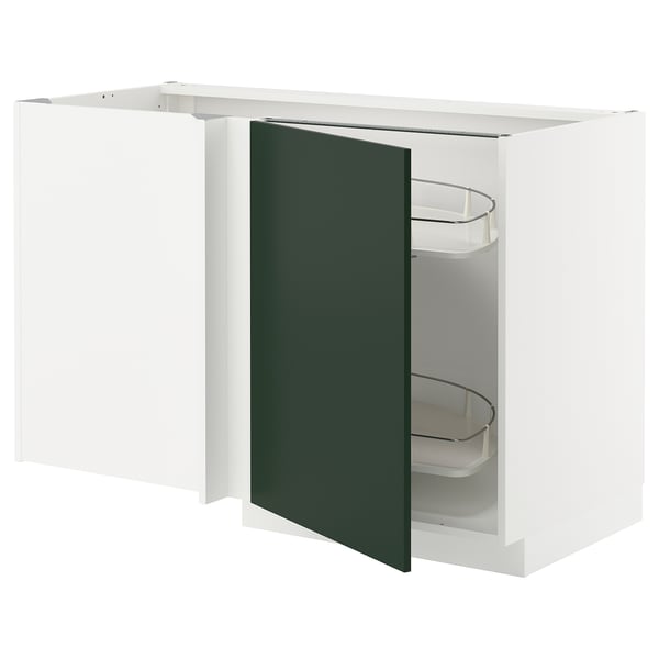 Ikea METOD kitchen unit, white/green, modern design, pull-out shelf.