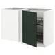 METOD white kitchen cabinet with green door, square shape, modern design, with pull-out shelf.