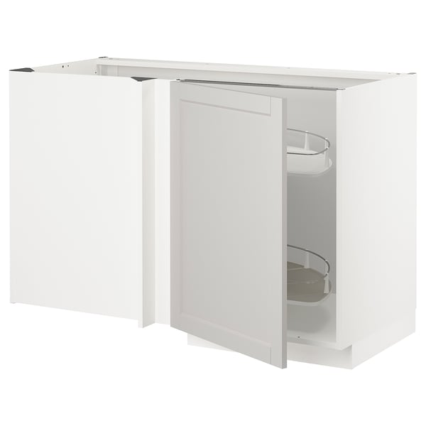White METOD kitchen cabinet with pull-out shelf unit.