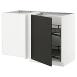 Alt: white & black modern kitchen cabinet with glass door, sleek design, snap hinges.