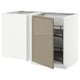 METOD kitchen unit with open door, white frame, beige door, and pull-out shelf.