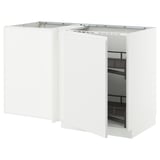 METOD white kitchen cabinet with pull-out shelves, modern and minimalist.