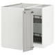 White METOD kitchen cabinet with shelves open for organization.