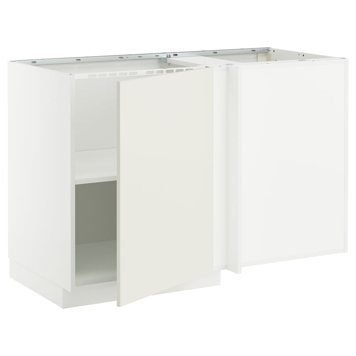 METOD corner base cabinet with shelf, white/Veddinge white, 128x68 cm ...