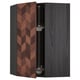 METOD kitchen unit: curved, dark wood, glass shelf, herringbone door, adjustable.