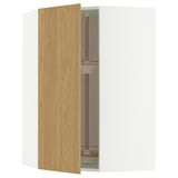 METOD oak cabinet with open door reveals glass carousel.