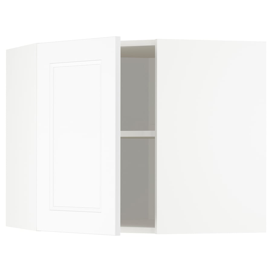 METOD corner wall with shelves, white/Axstad matt white, 68x60