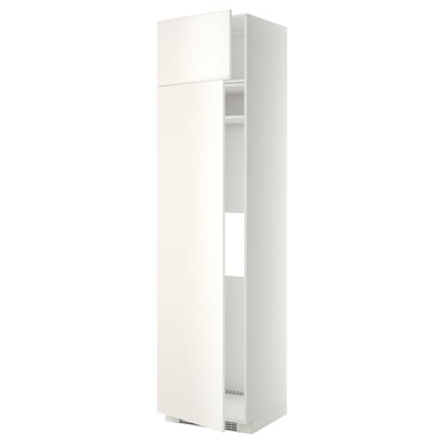 A white METOD tall kitchen cabinet, featuring a sleek design with an adjustable shelf and reversible door.