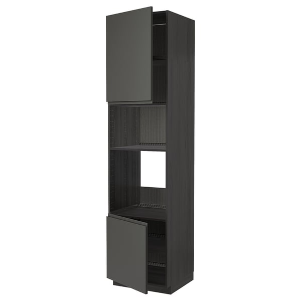 METOD kitchen unit: dark grey, modern, tall cabinet with two doors and shelves.
