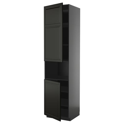 Black METOD cabinet, tall with adjustable shelves, sleek modern design.
