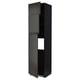 Black, modern METOD cabinet. Tall with three adjustable shelves, sleek design.