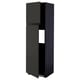METOD kitchen unit, tall, dark gray, with open door, modern design, metal handles.