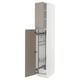 METOD High cabinet with cleaning interior, white/Upplöv matt dark beige, 40x60x220 cm