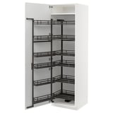 A white ikea METOD kitchen cabinet with multiple pull-out shelves, designed for organized storage.
