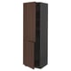 Dark brown wooden cabinet with 2 doors, standing upright. Tall, rectangular, modern kitchen storage unit.