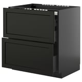 Black kitchen cabinet.