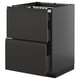 METOD kitchen unit, black, rectangular, with two shiny drawers, modern design.