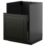 Black METOD kitchen cabinet, sleek design with beveled edges, sturdy particleboard & steel, 25-year guarantee.