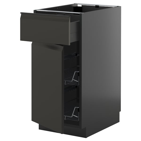 Black kitchen cabinet with drawer & baskets