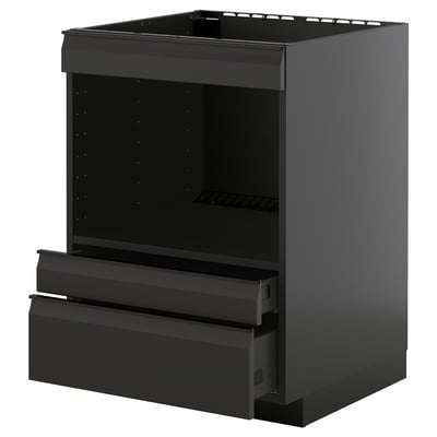 METOD / KNIVSHULT Base cabinet f built-in appliances, black-grey/Upplöv matt anthracite, 60x60 cm