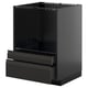 Modern black METOD kitchen cabinet with smooth drawers, sleek design, dampened self-closing feature.