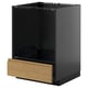 METOD black kitchen cabinet with oak drawer, modern and minimalist design.