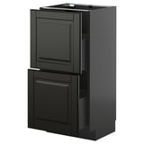 Black METOD kitchen cabinet with two drawers and beveled edges.