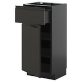 METOD black kitchen cabinet with drawer and shelves.