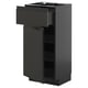METOD black kitchen cabinet with drawer and shelves.