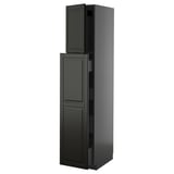 Dark grey METOD cabinet with bevelled bodbyn fronts; tall, rectangular, modern design.