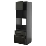 Black METOD kitchen unit with shelf and drawers, modern design.