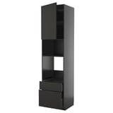 METOD kitchen cabinet in black with shelves and drawers.