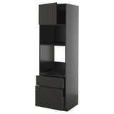 Black METOD kitchen unit with 2 drawers, 2 shelves, sleek modern design, sturdy particleboard frame.