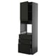 Black kitchen cabinet with drawers and shelves. Modern design, sturdy ash and particleboard, beveled edges.