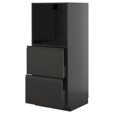 Modern black METOD kitchen cabinet with handles & drawers.